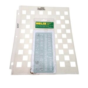 Helix 10mm Lettering Guide Alphabet + Printworks Square Stencil Craft Set